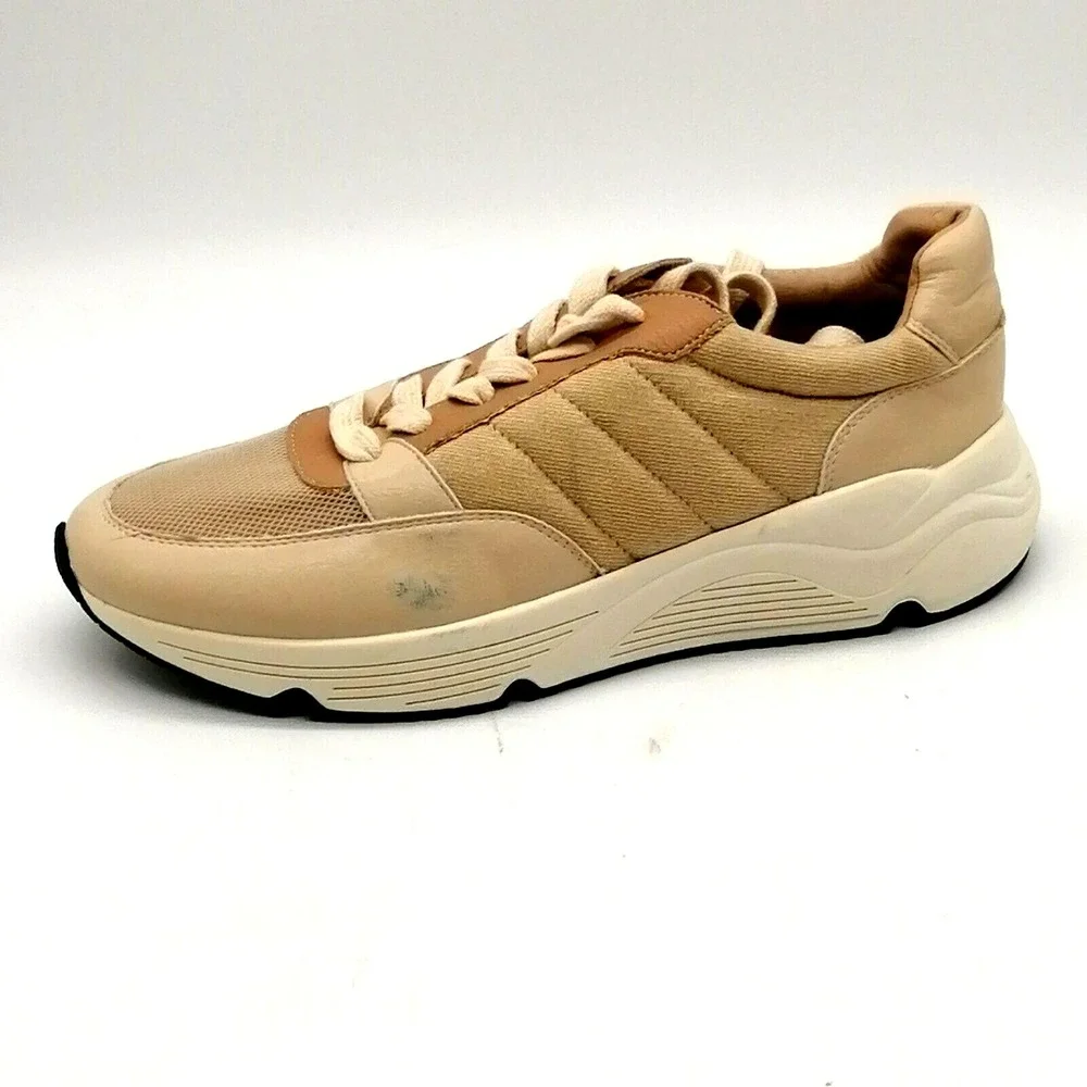 Oasis Society Womens Flat Heel Lace Up Sneaker Cushioned Insole Tan 11